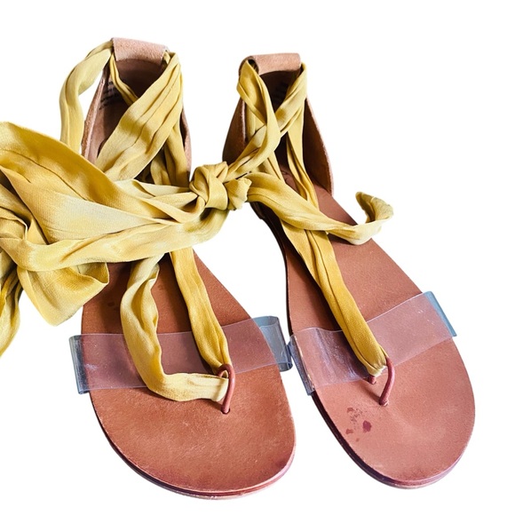 Free People Barcelona Yellow Tie Wrap Sandals - Picture 5 of 11
